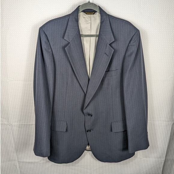 Johnny Carson 42R Gray Pinstripe Blazer Men Tailored in USA Union Made for Belk - Picture 1 of 6